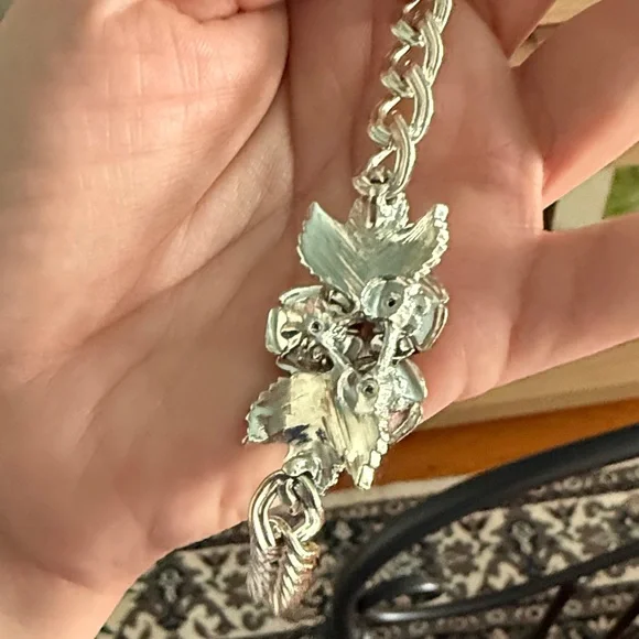 Vintage Silver Tone Rose Bracelet - Picture 5 of 6